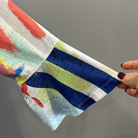 Ali Miles Geometric Print Women’s Size XL Tunic Bell Sleeves Great Condition - Picture 4 of 6